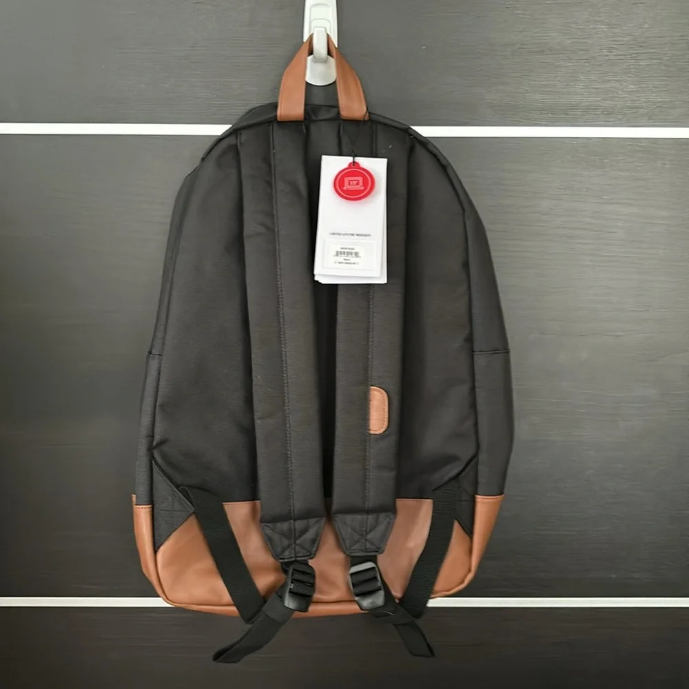 Herschel Black and Tan Heritage Backpack 21.5L